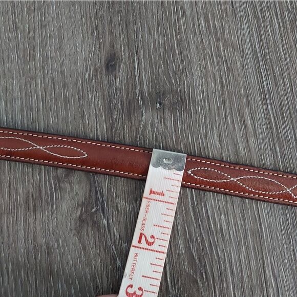 Vintage Tory Skinny English Bridle Leather Western Belt 30 Brass Buckle - Picture 6 of 6